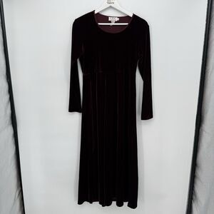 CDC Vintage Deep Red Velvet Long Sleeve Formal Dress Size 6